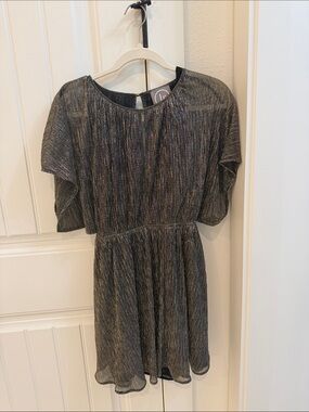 Lily Rain Shimmery Black & Silver Fit-and-Flare Mini Dress